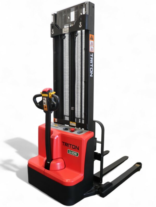 Triton straddle stacker rear view red